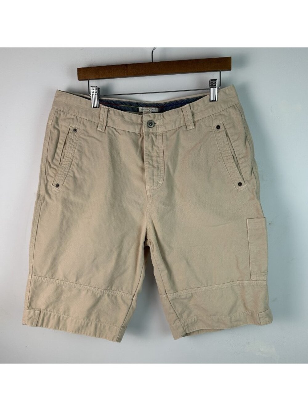 Carbon2 Cobalt Cargo Shorts Mens 34 Beige Cotton Canvas Pockets